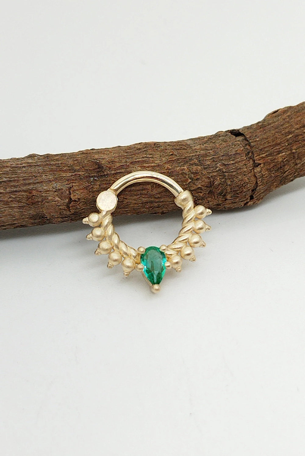 Pear Emerald Daith 14k