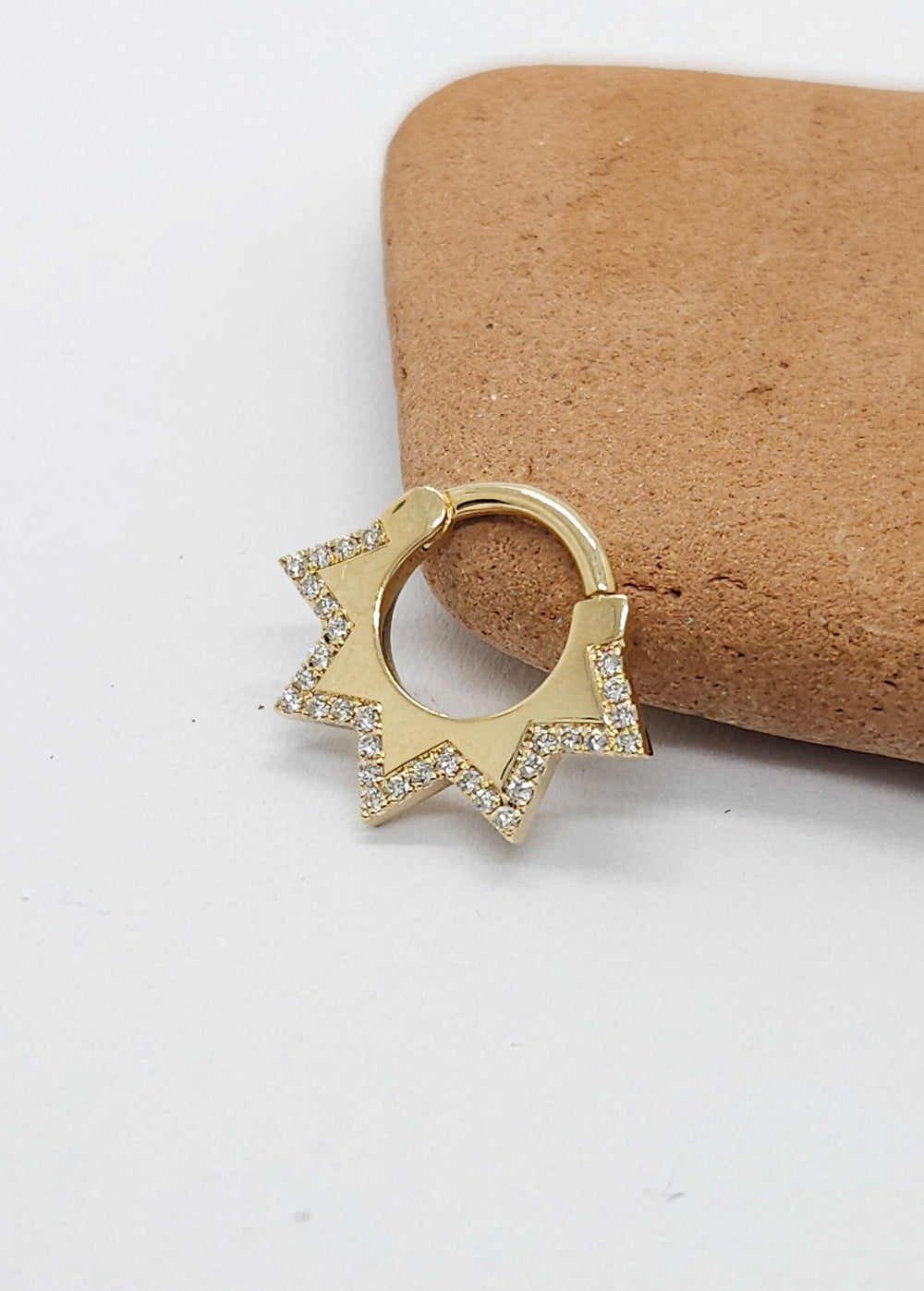 Diamonds Trianglet Septum Clicker Earring 14k Solid Gold