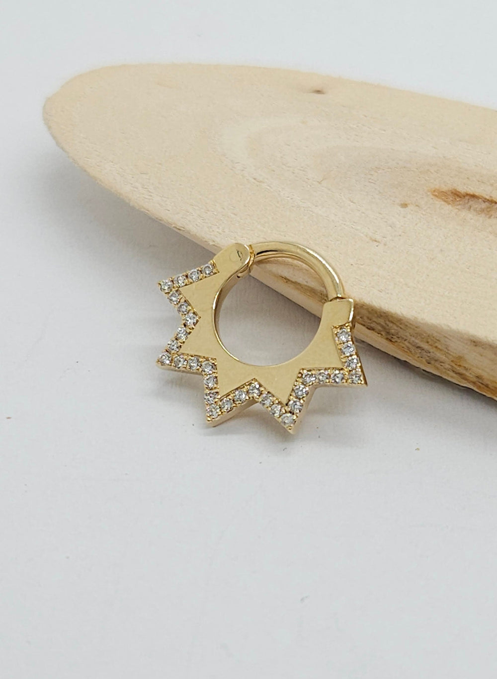 Diamonds Trianglet Septum Clicker Earring 14k Solid Gold