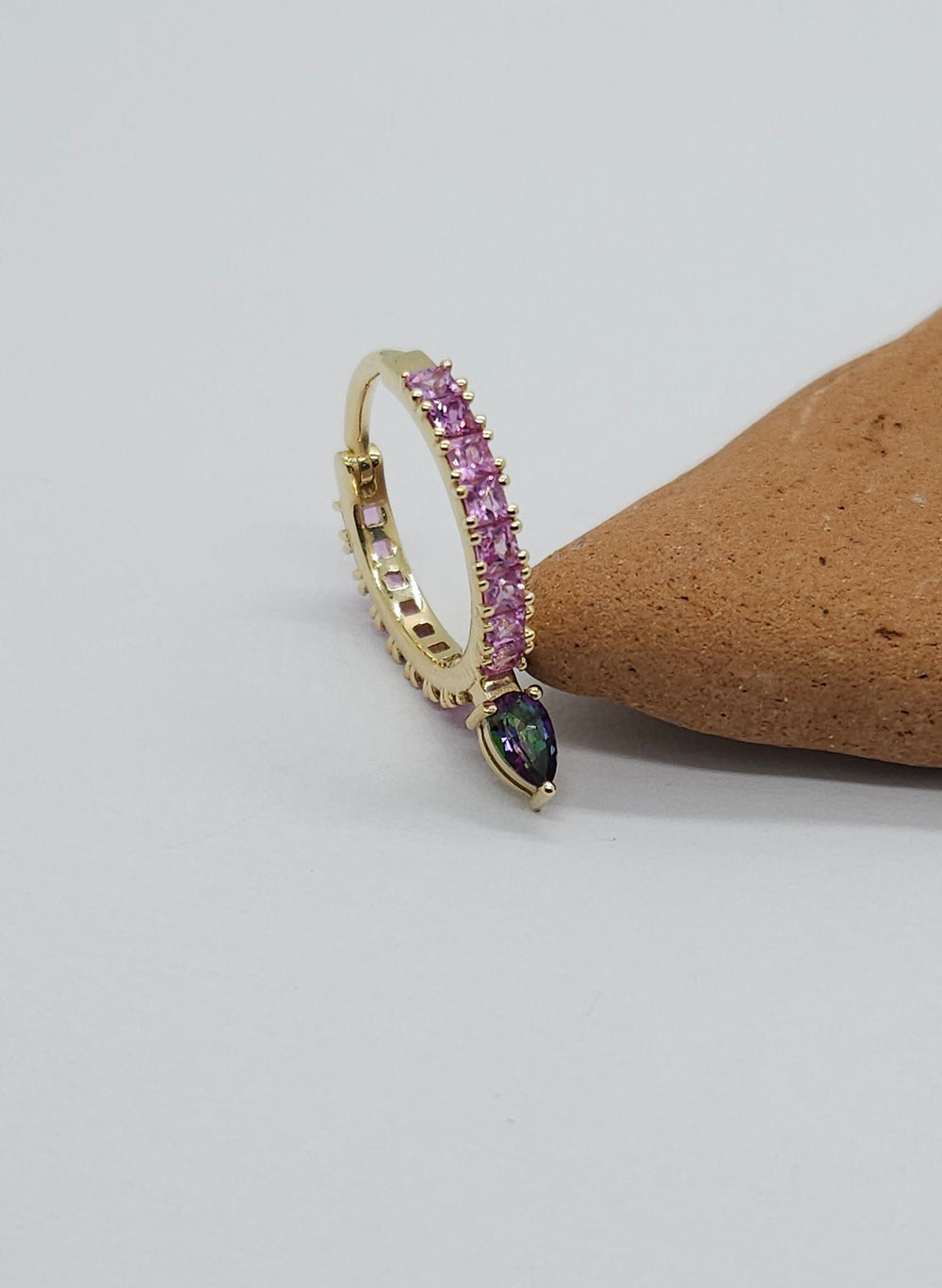 Eternity Hoop Earring 14k Solid Gold