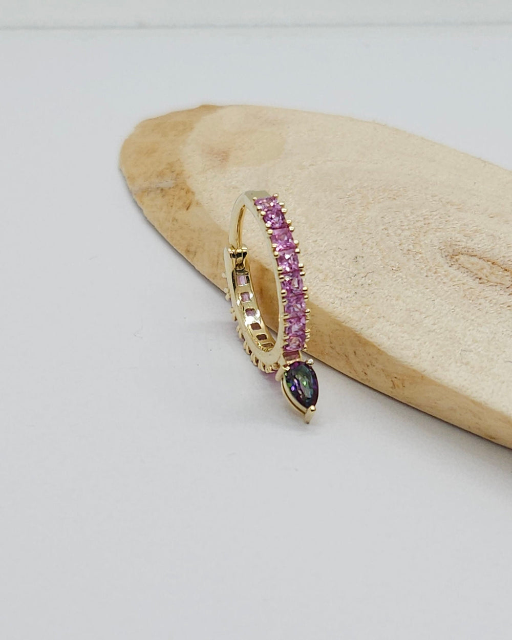 Eternity Hoop Earring 14k Solid Gold
