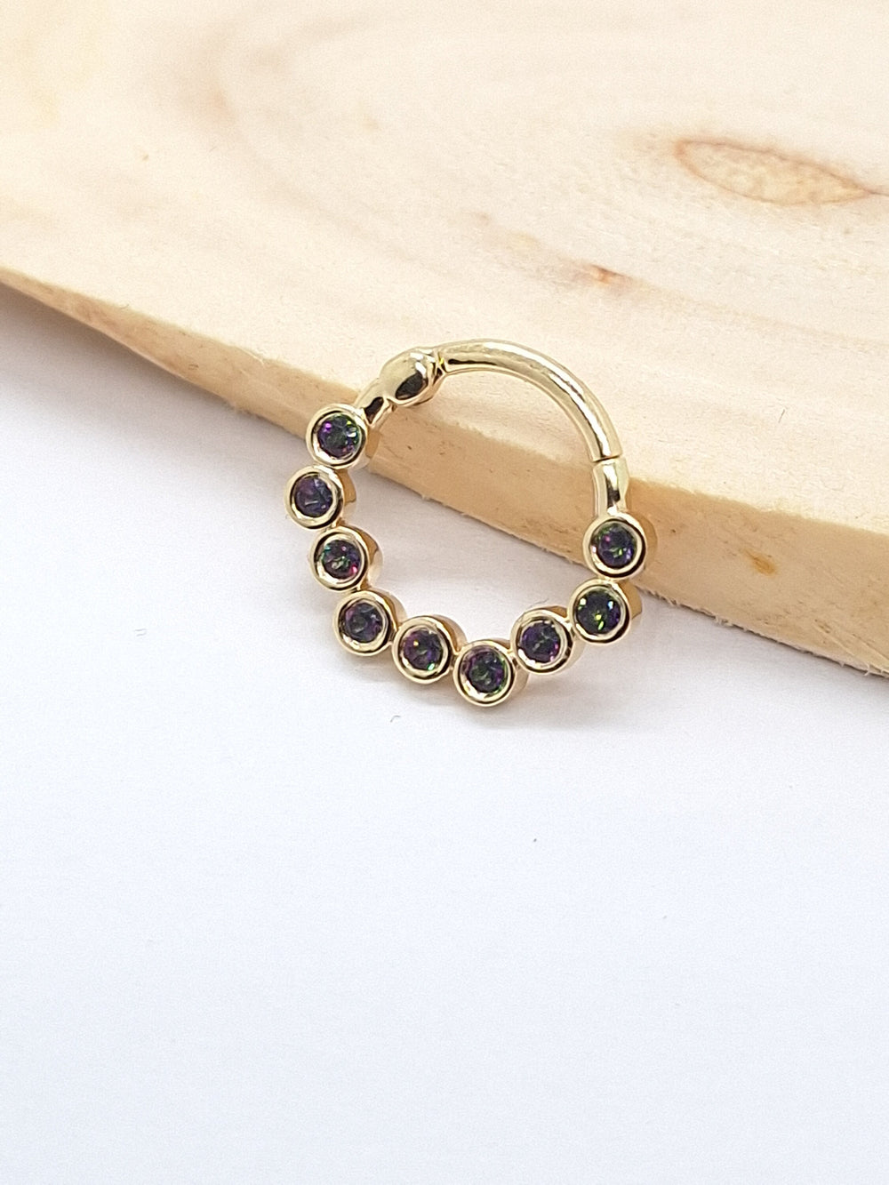 Zig Zag Cartilage Earring Mystic Green Topaz 14k Solid gold Daith Helix Piercing