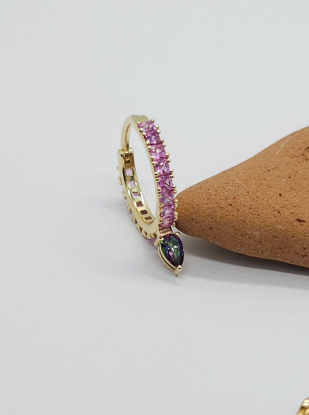 Eternity Hoop Earring 14k Solid Gold