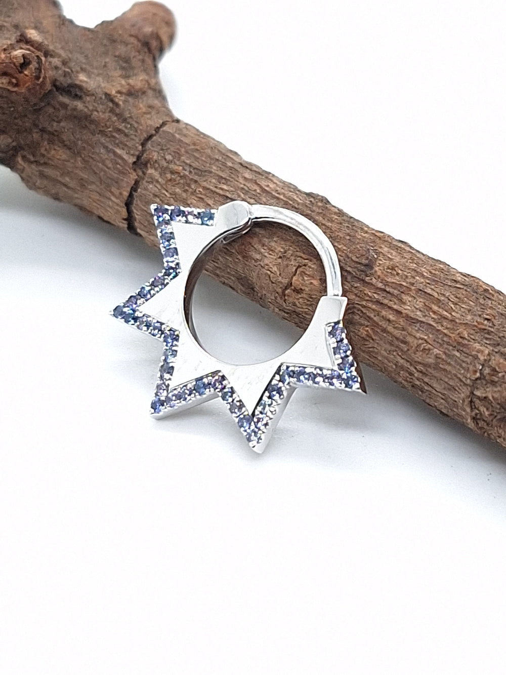 Diamonds Trianglet Septum Clicker Earring 14k Solid Gold