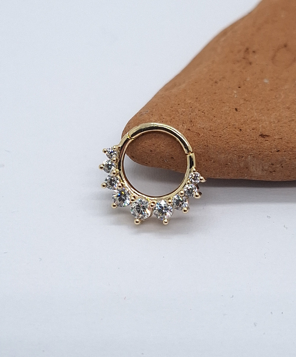 Diamonds Septum Clicker 14k Solid Gold Helix Rings Daith Earring