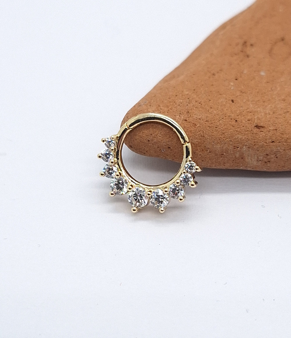 Diamonds Septum Clicker 14k Solid Gold Helix Rings Daith Earring