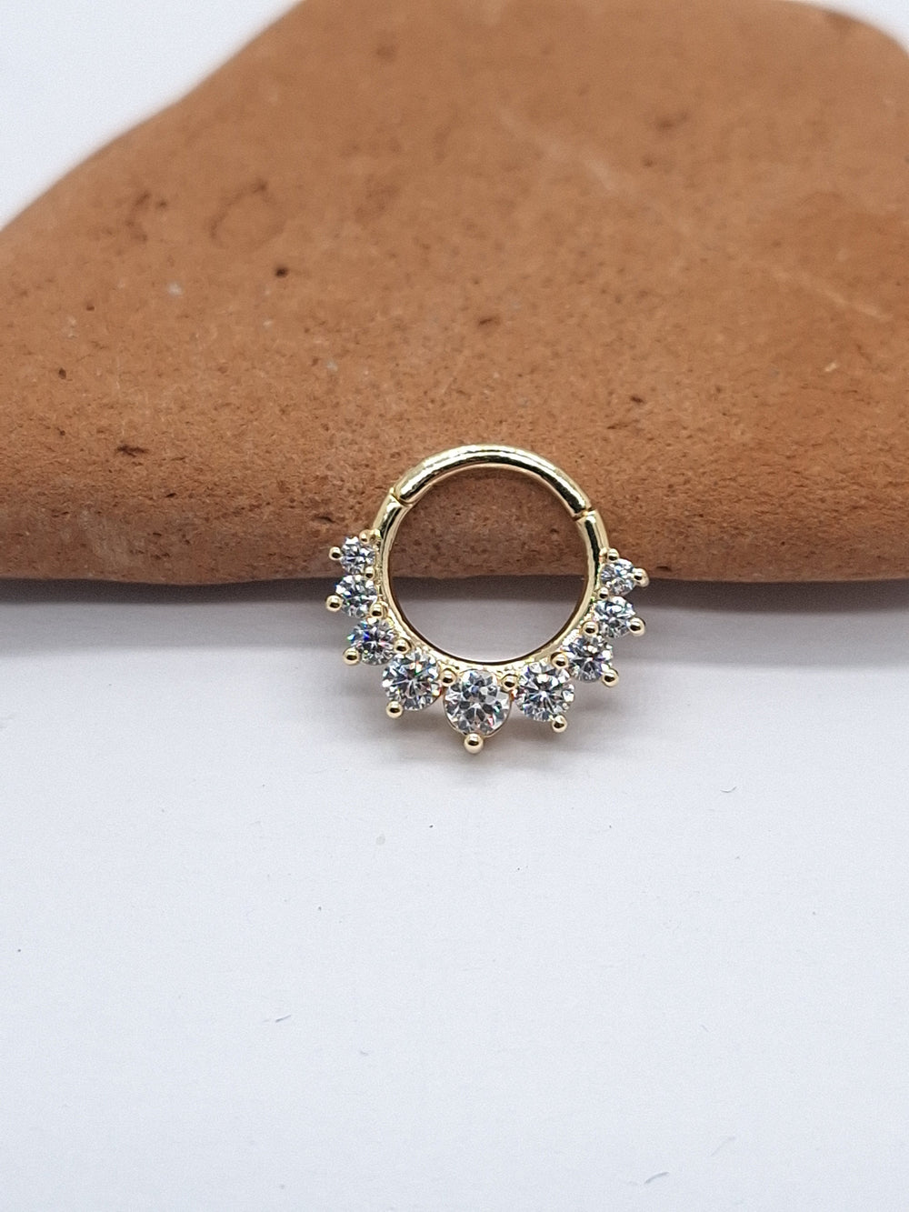 Diamonds Septum Clicker 14k Solid Gold Helix Rings Daith Earring