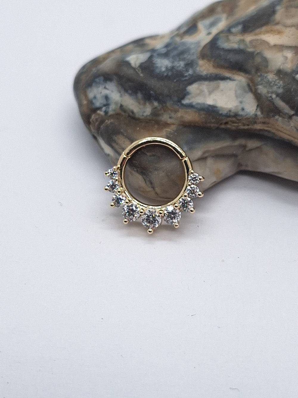 Diamonds Septum Clicker 14k Solid Gold Helix Rings Daith Earring