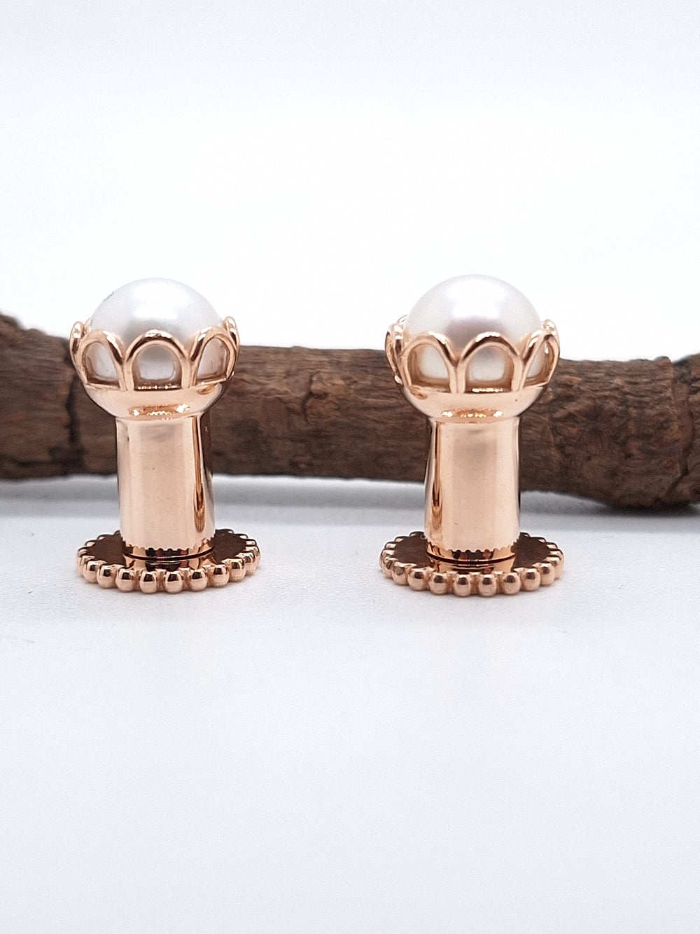 Pearl Ear Tunnels Solid Gold Stretched Lobes Plug Tunnel Earrings Ear Gauges