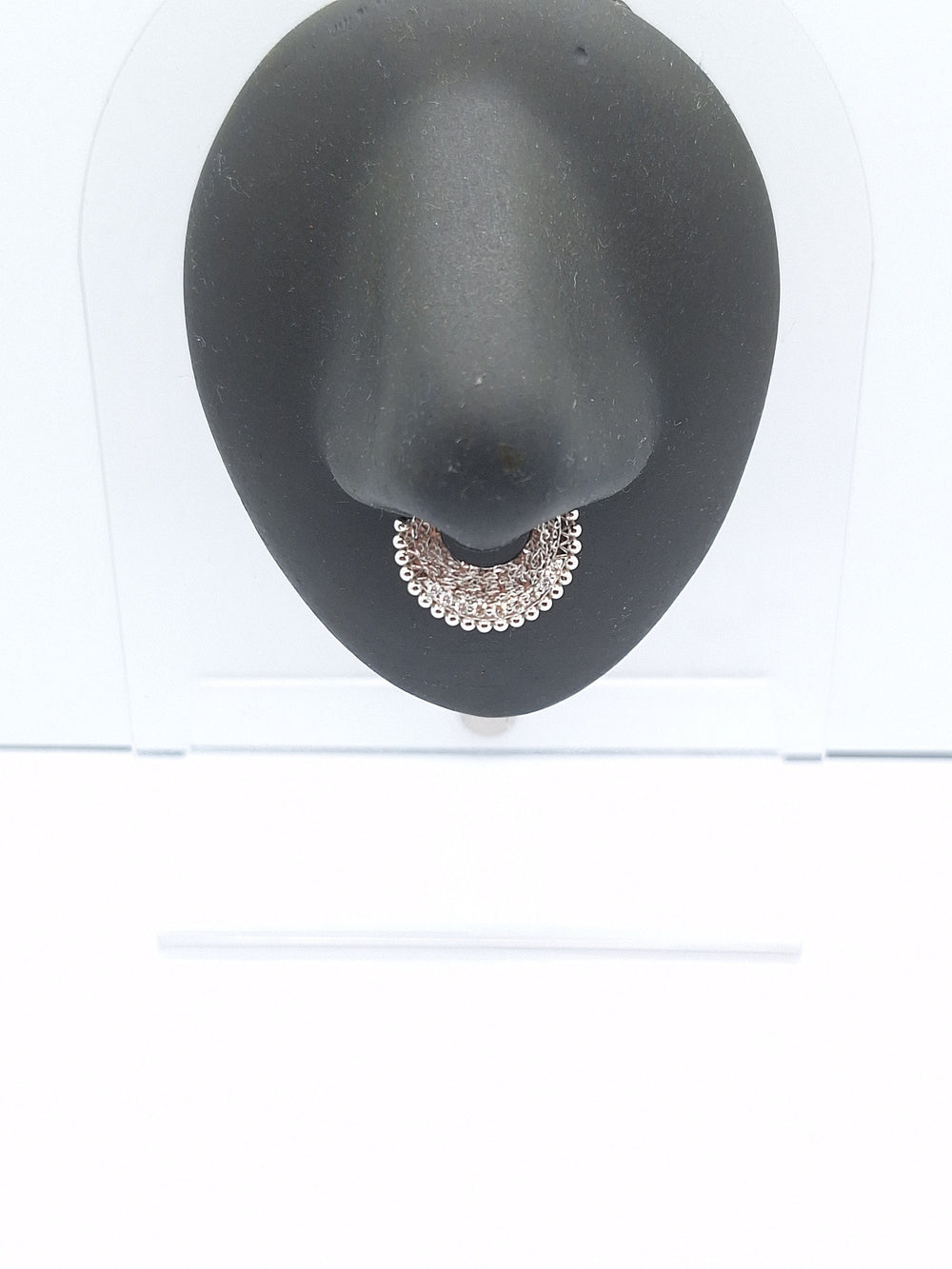 14k Hammered Textured Septum Clicker White Diamonds