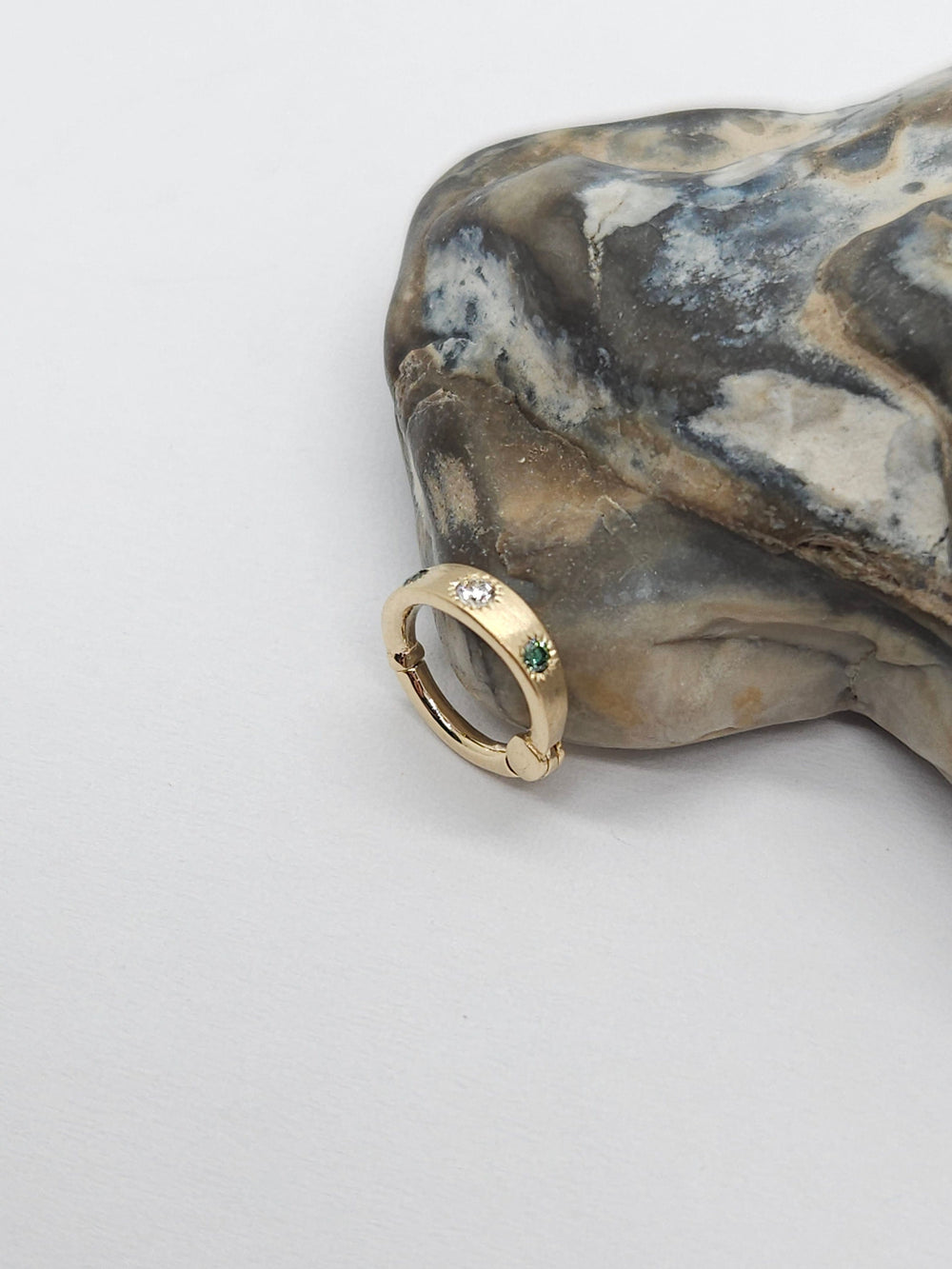 Diamonds Septum Jewelry Matt Finish 14k Yellow Gold