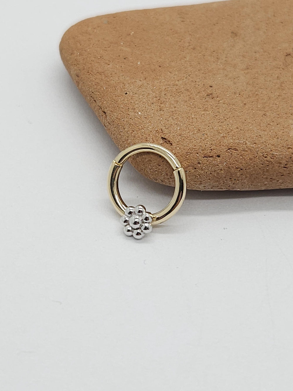 Two Tone Piercing Flower Septum Clicker 14k Solid gold