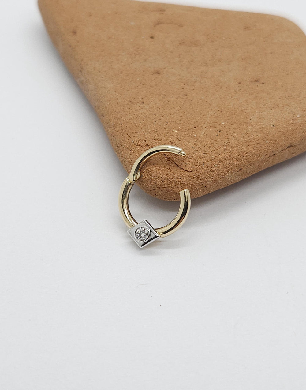 Diamond Hoop Earrings 14k Septum Clicker Helix Piercing Jewelry