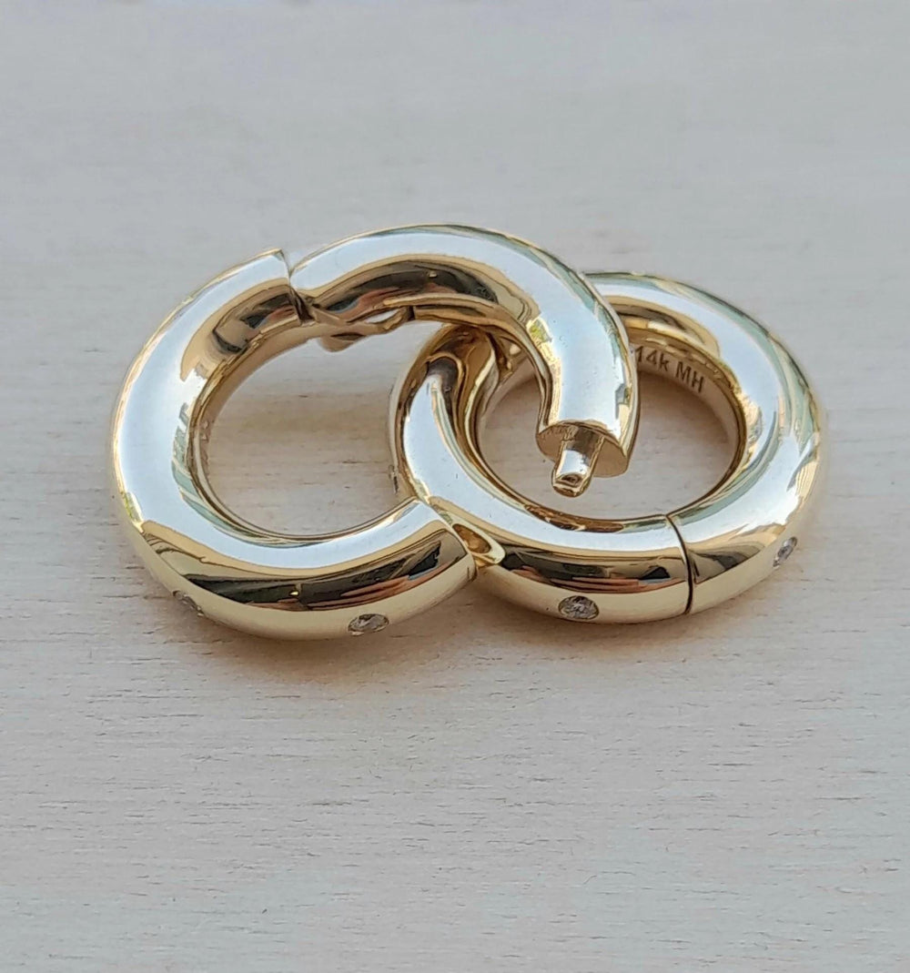 Ear Plugs Septum Clicker 14k Solid Gold Ear Gauges