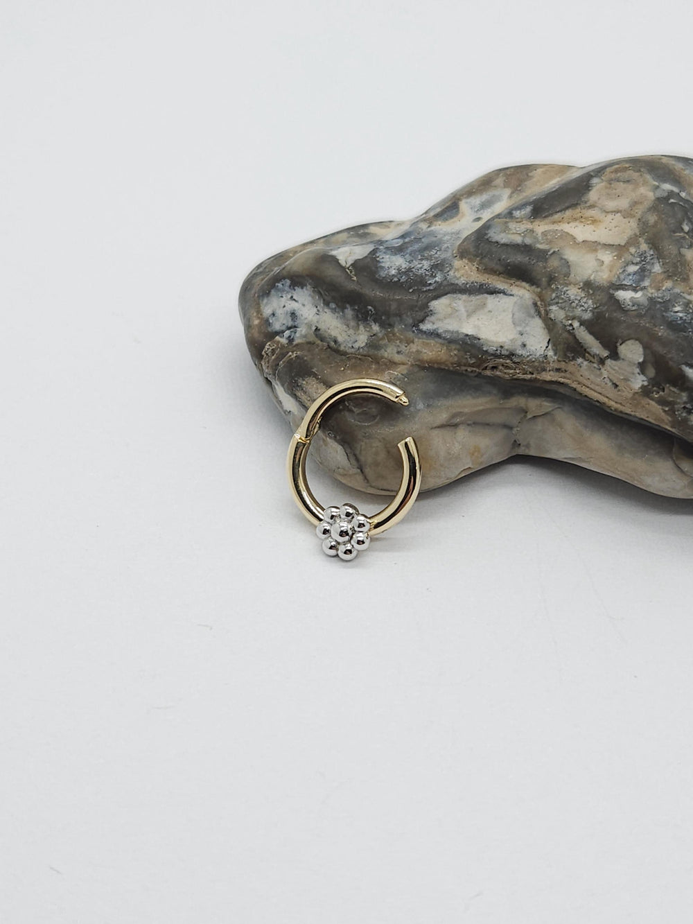 Two Tone Piercing Flower Septum Clicker 14k Solid gold
