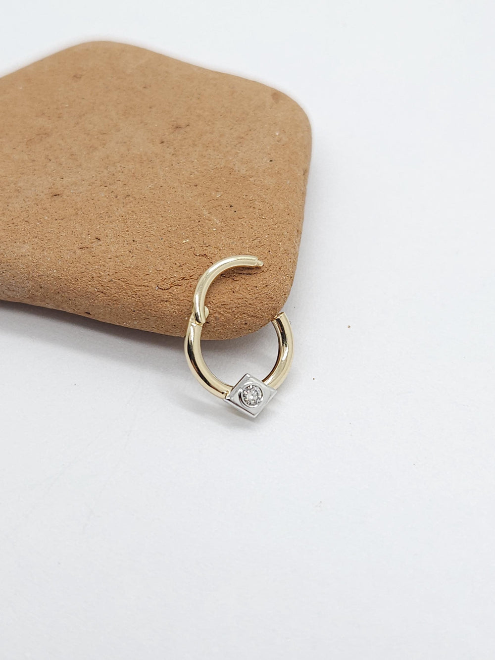 Diamond Hoop Earrings 14k Septum Clicker Helix Piercing Jewelry