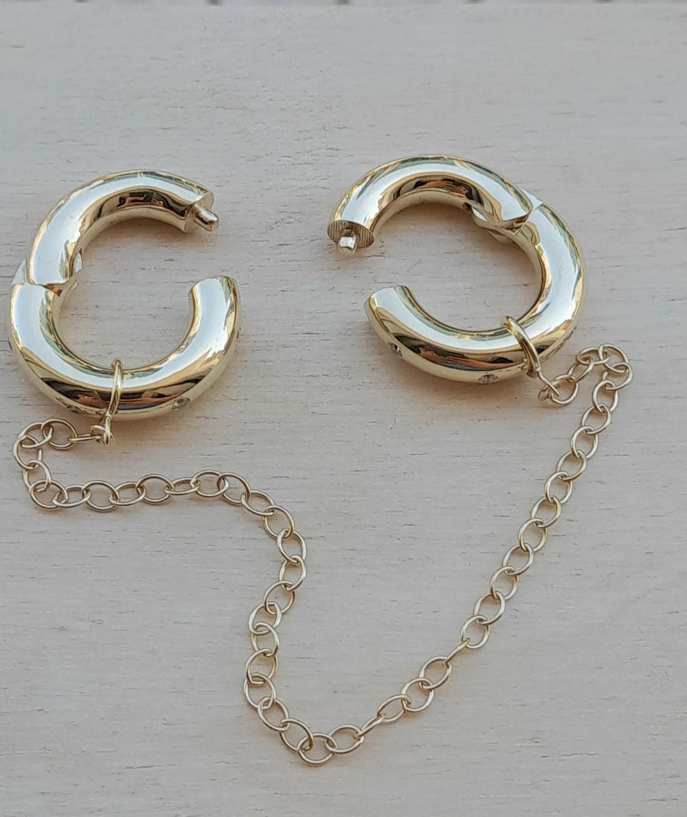 Ear Plugs Septum Clicker 14k Solid Gold Ear Gauges