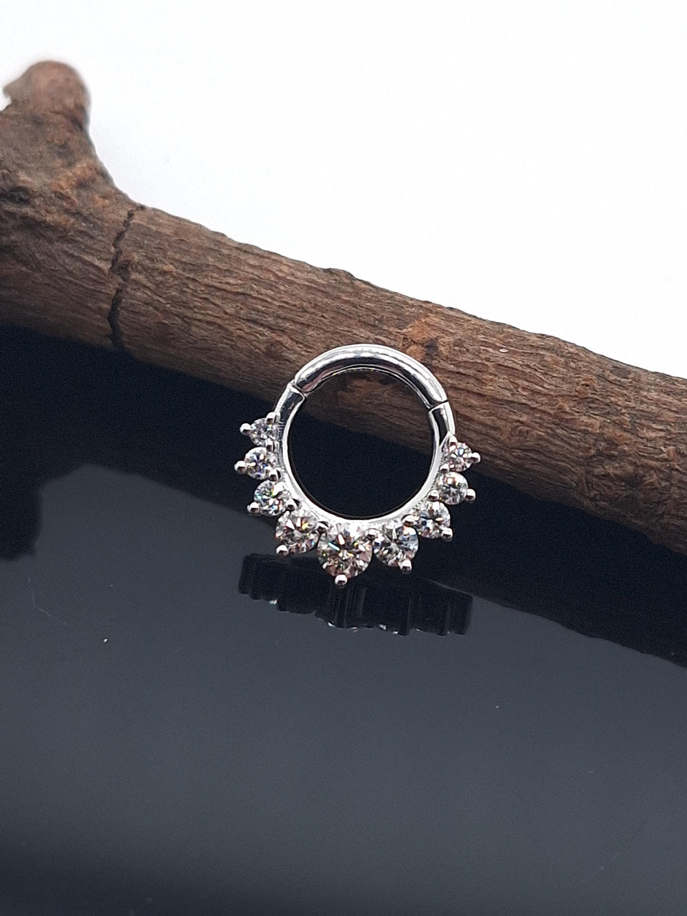 Diamonds Septum Clicker 14k Solid Gold Helix Rings Daith Earring