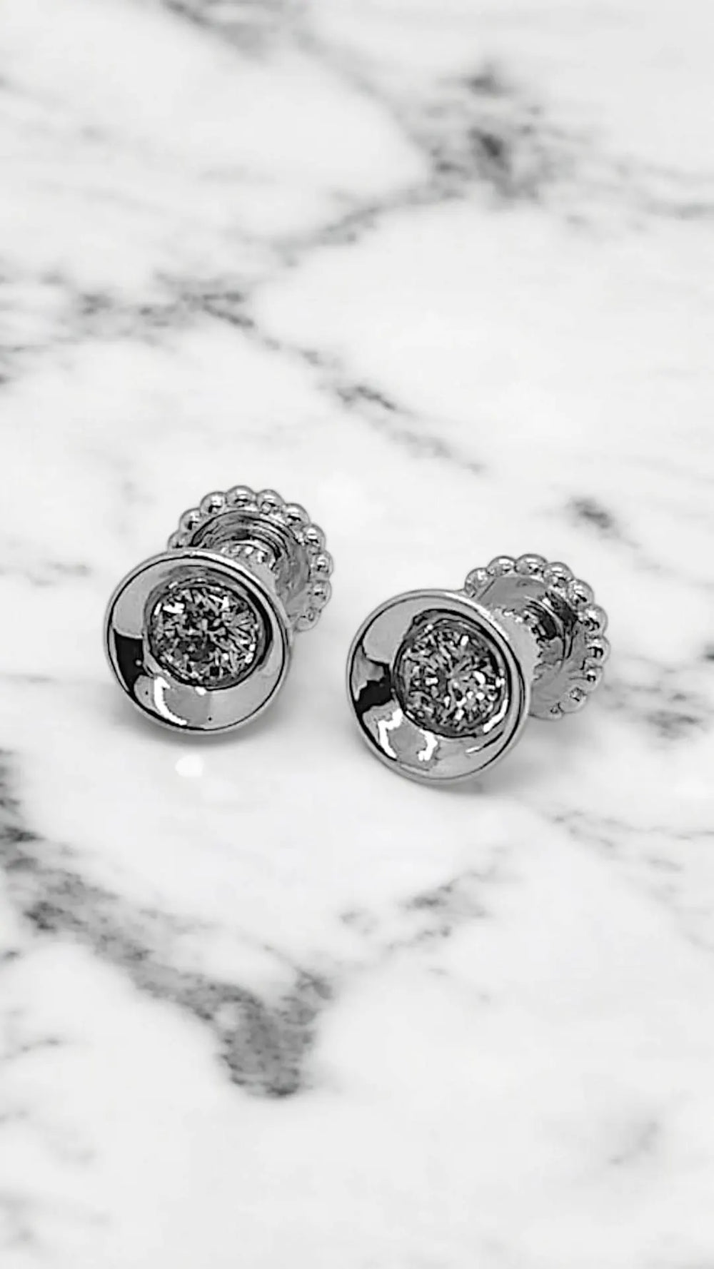 Solid Gold Ear Gauges 14k Plugs Gray Diamonds