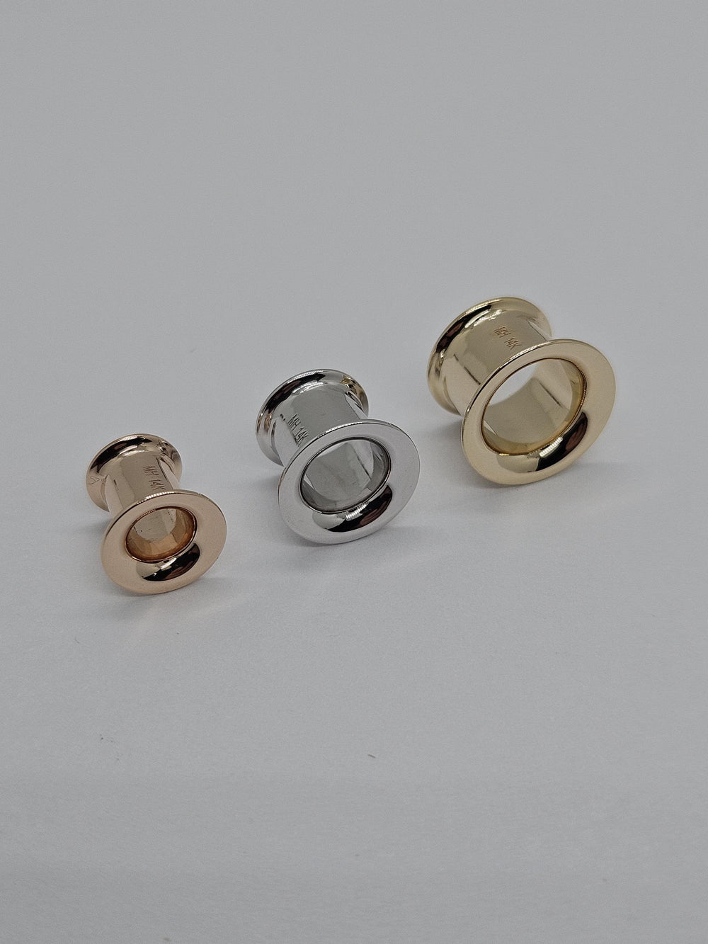 Flared Solid Gold Ear Tunnels 14k Ear Gauges Teardrop Plugs Stretched Lobes