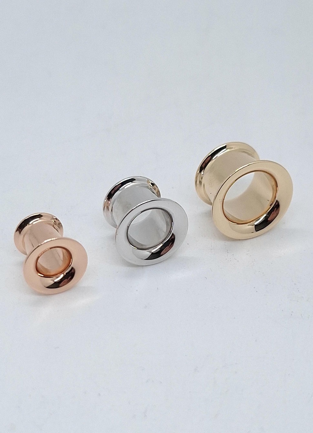 Flared Solid Gold Ear Tunnels 14k Ear Gauges Teardrop Plugs Stretched Lobes