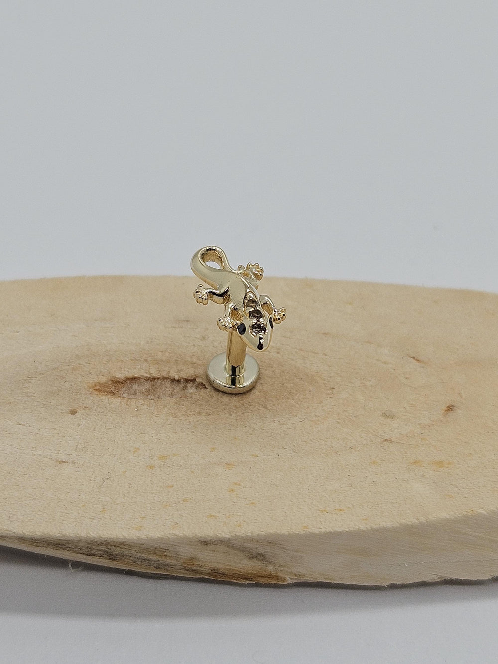 Lizard Labret Earring 14k Solid Gold Conch Stud Helix Piercing Tragus Jewelry