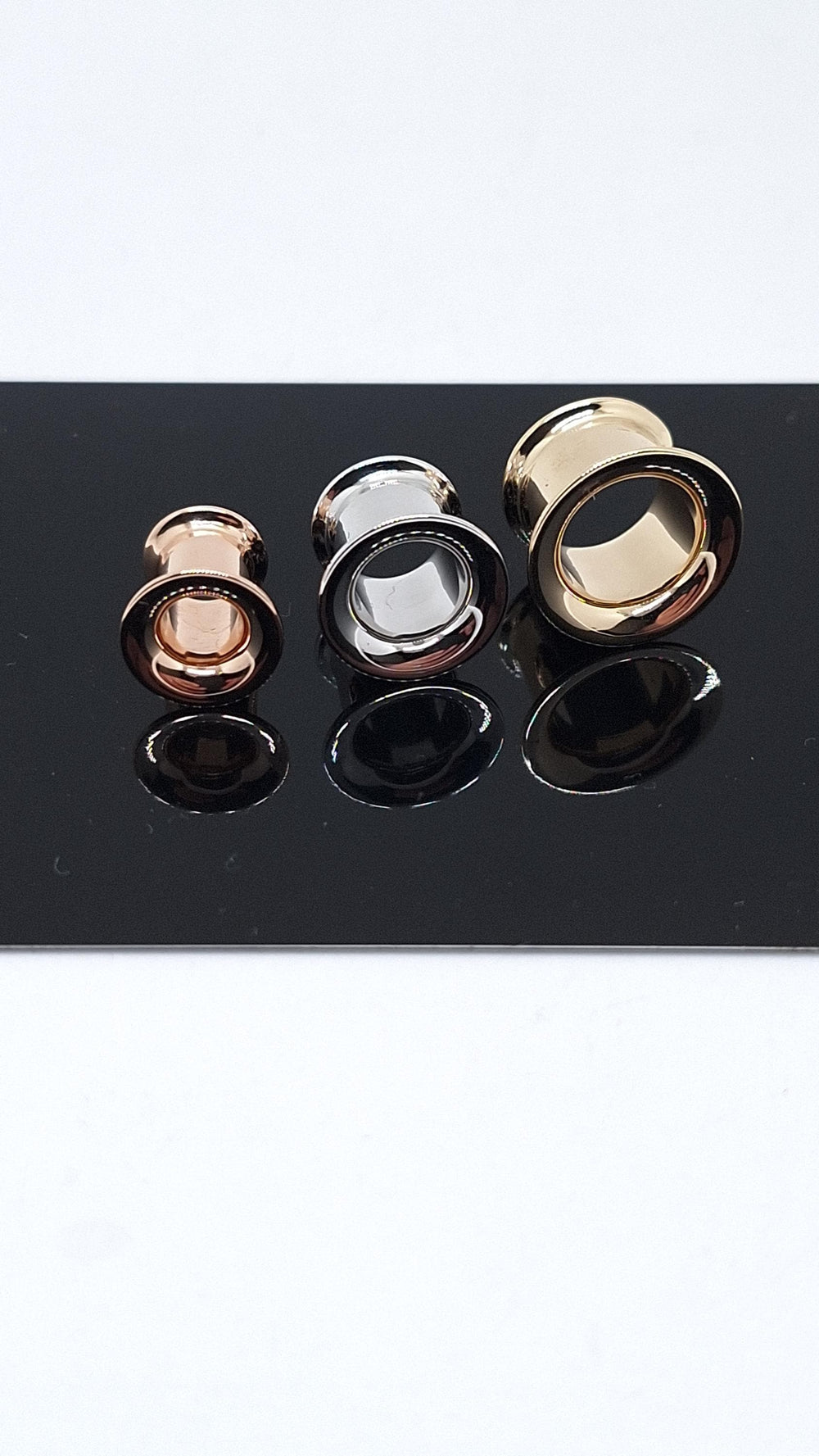 Flared Solid Gold Ear Tunnels 14k Ear Gauges Teardrop Plugs Stretched Lobes