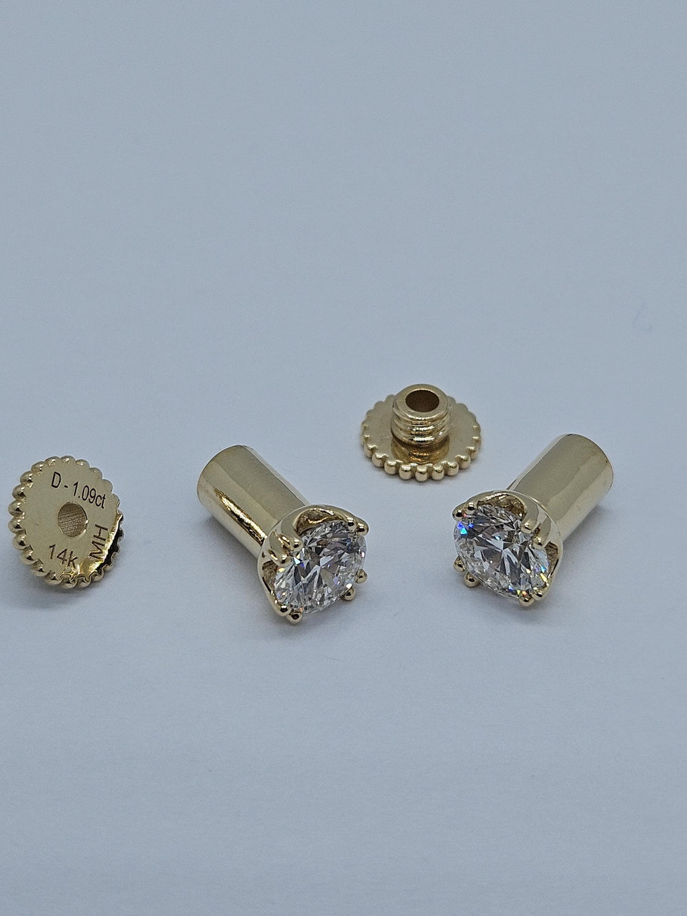 Solid Gold Ear Tunnels Lab Diamonds 14k Ear Gauges Plugs Earrings Jewelry