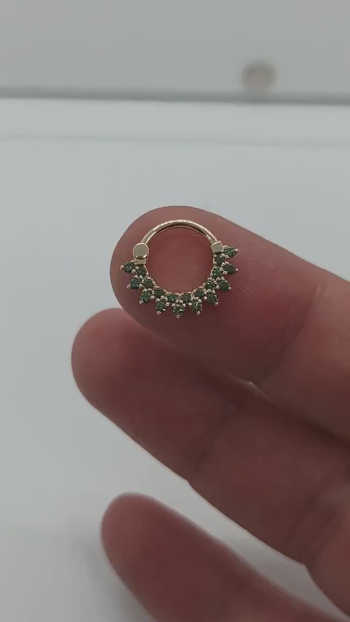 14k gold septum adorned with exquisite green diamonds
