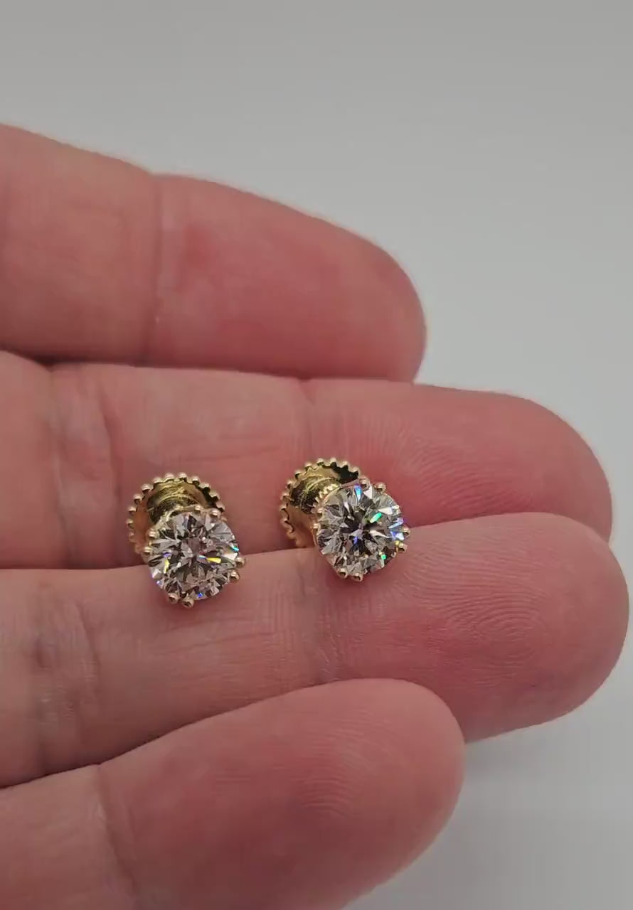 Solid Gold Ear Tunnels Lab Diamonds 14k Solid Gold Ear Gauges Plugs Gauge Ear lets Piercing Jewelry
