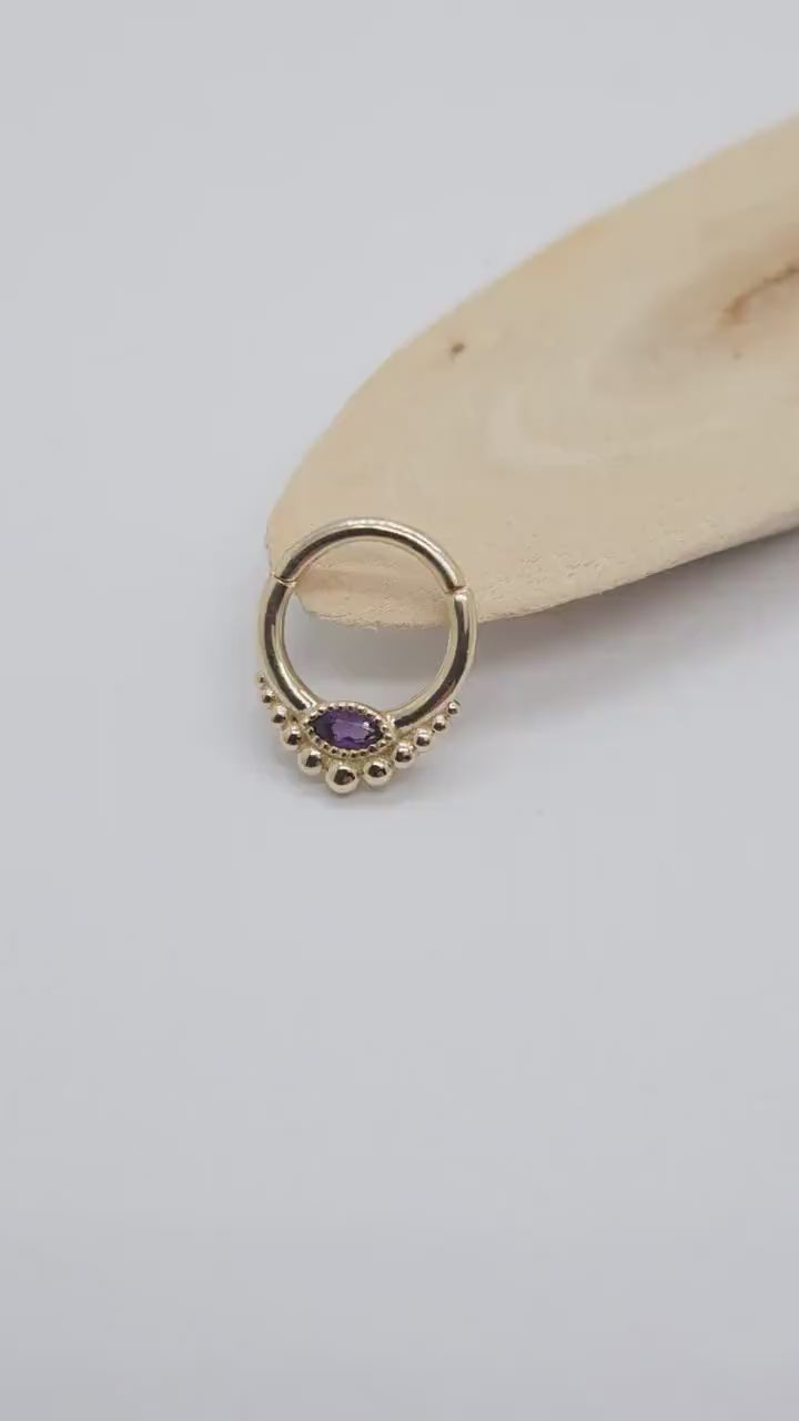 Marquise Hinged Septum Clicker 14k Solid Gold Custom Piercing Jewelry