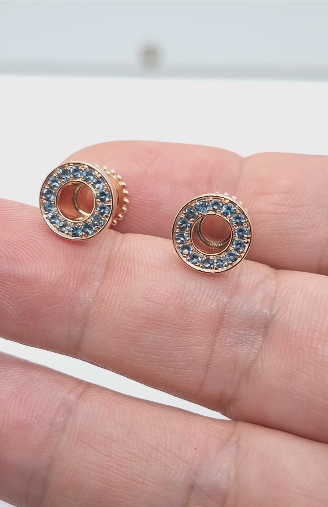 Flesh Tunnels Topaz Blue London 14K