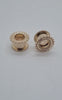 14K Gold Screw Back Tunnels Yellow Gold Ear Plugs Beaded Edge Unisex Gauges Stretched Ears