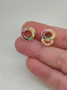 Earlets Tunnels Rainbow Stones Solid Gold 14k