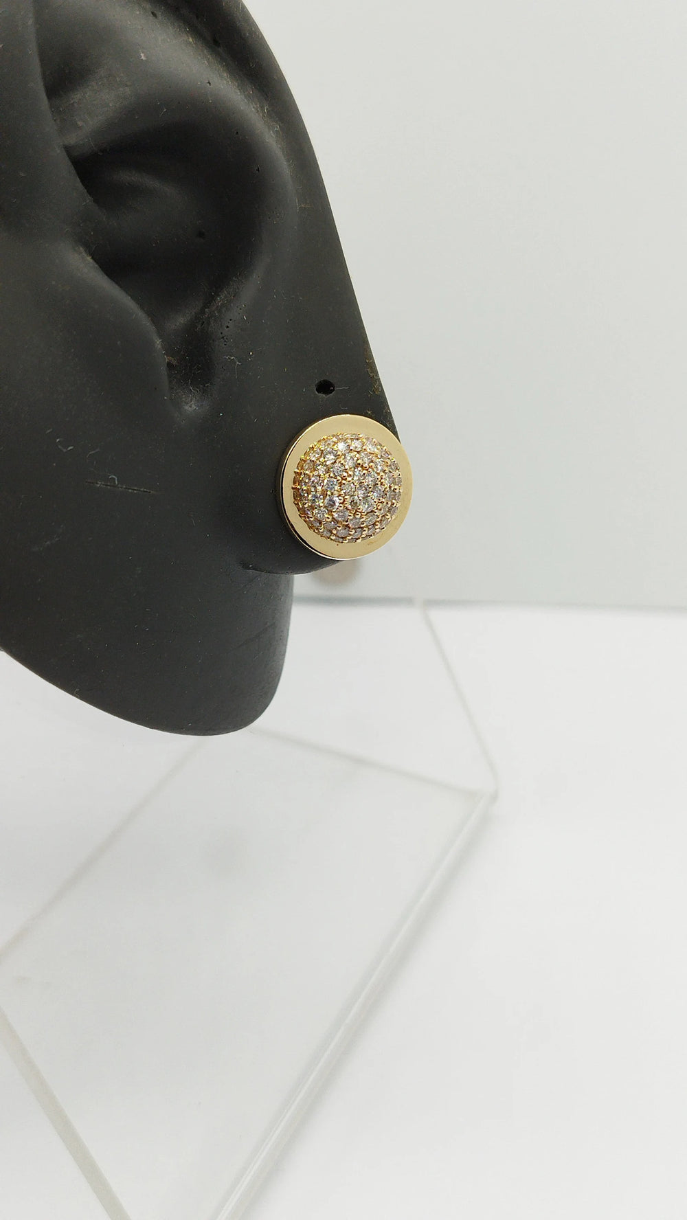 Ear Gauges 14K Gold White Diamonds