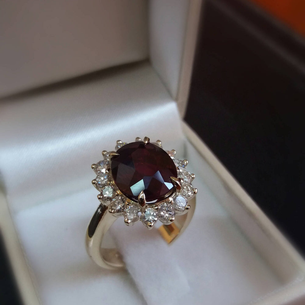 Ruby Gold Ring 5.00ct Ruby Oval Design Ring 14k Diamond Wedding Ring