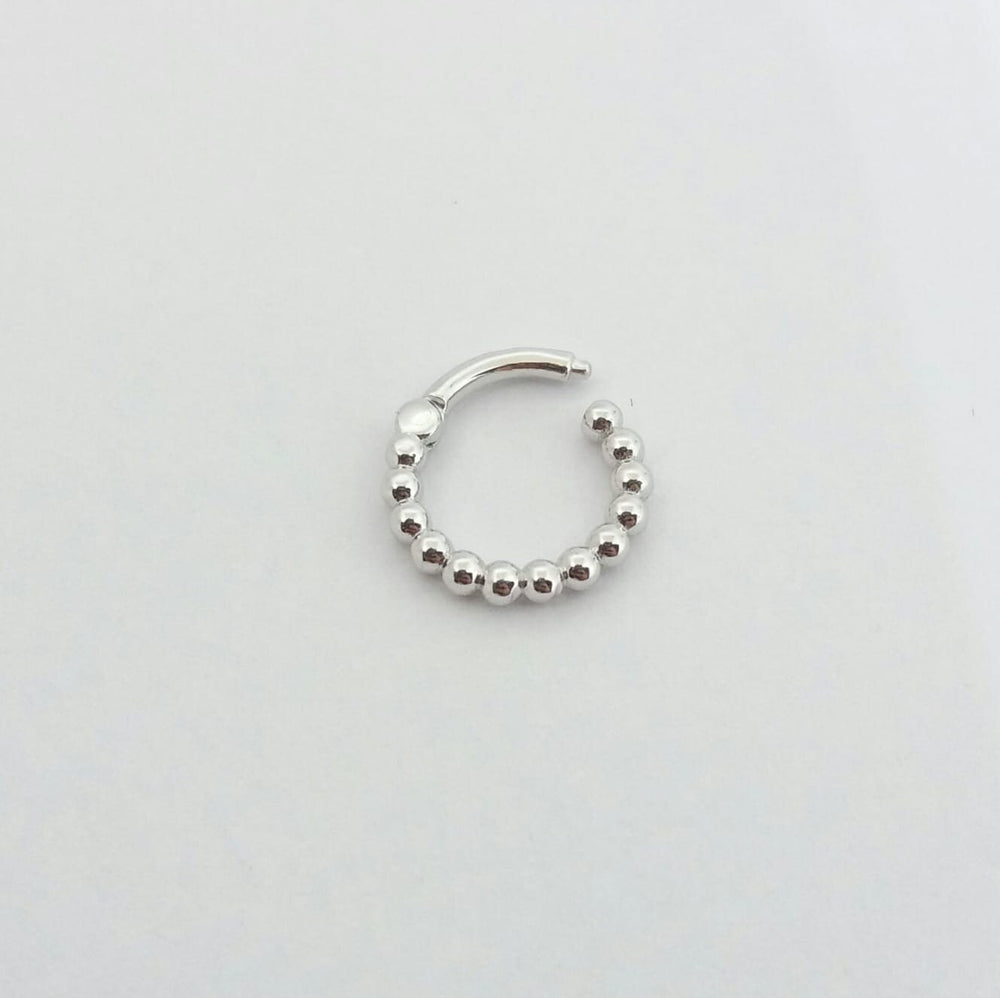 Balls Septum Clicker Earring 14k White Gold Daith Piercing Jewelry