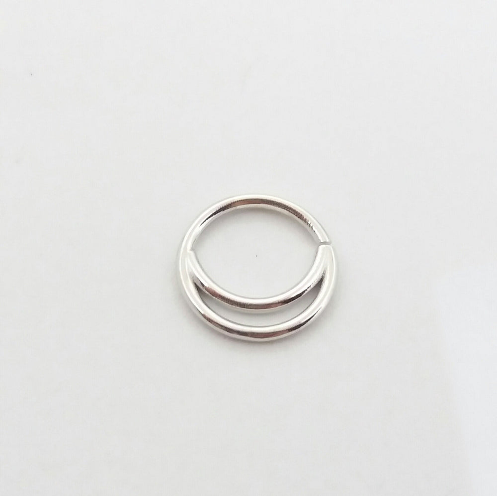 14K Whit Gold Double Septum Ring