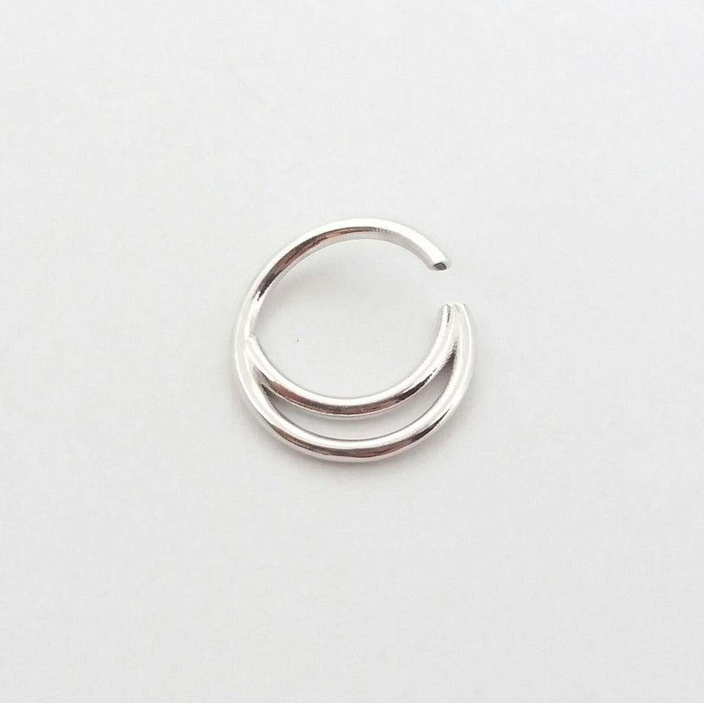 14K Whit Gold Double Septum Ring