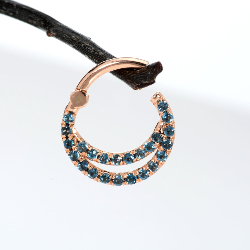 Daith Piercing Jewelry Topaz Blue London 14k
