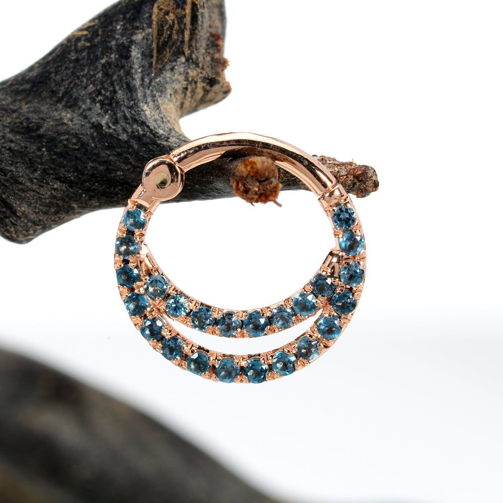 Daith Piercing Jewelry Topaz Blue London 14k