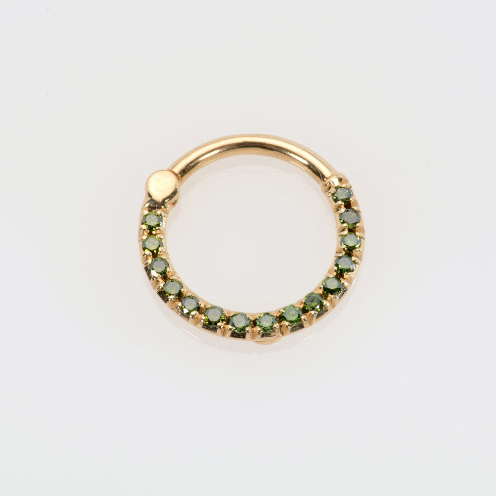 14K Green Diamonds Hoop Earring