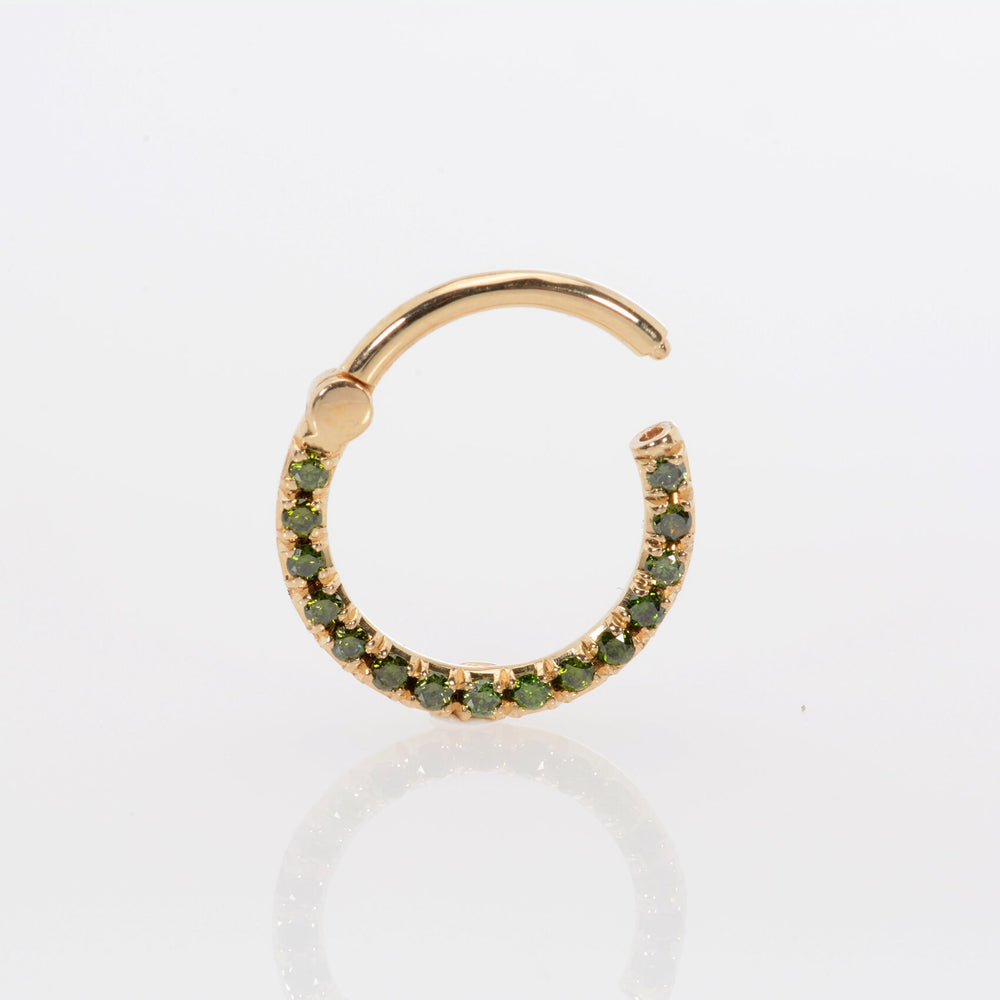 14K Green Diamonds Hoop Earring