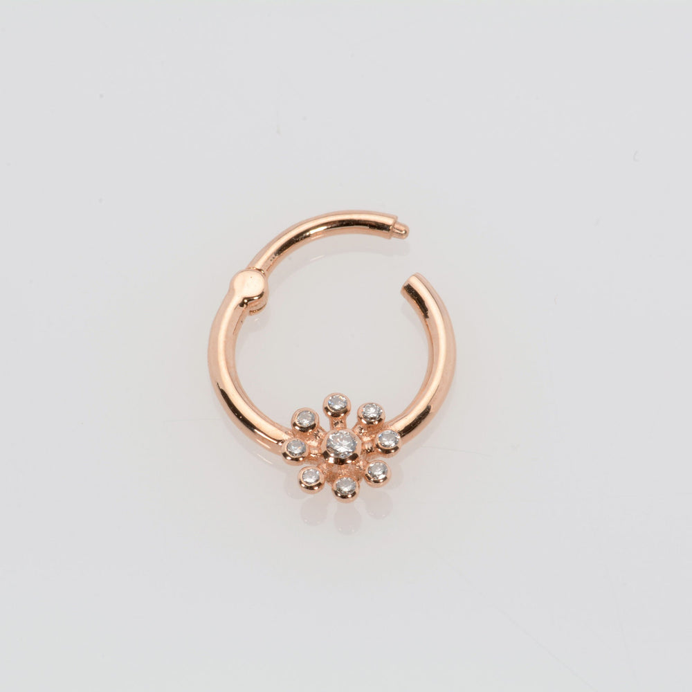 Carousel Septum Clicker 14k Solid Gold Diamonds Daith Hoop Helix Earring